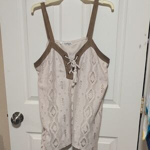 Maurices Brown and Cream Lace-Up Camisole